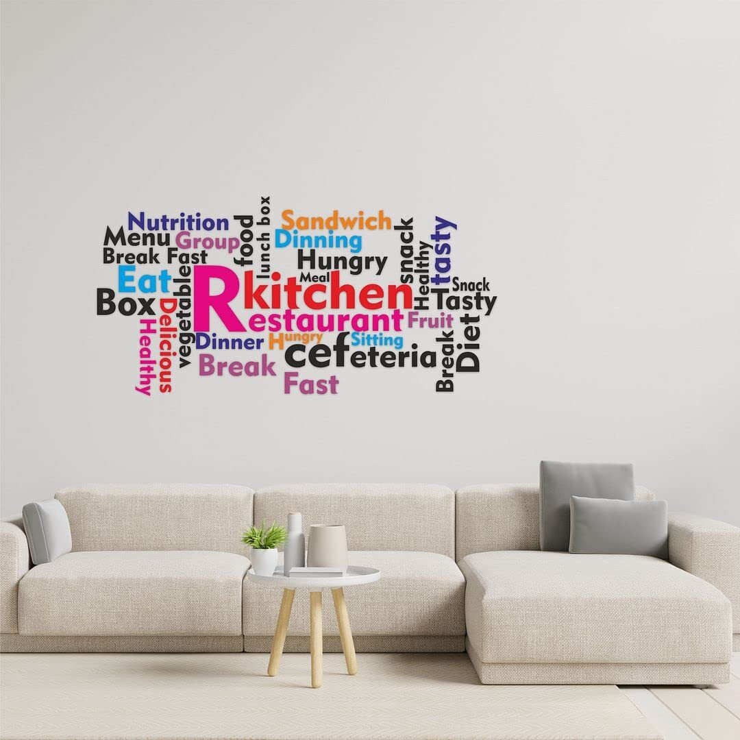 CVANU Kitchen Restaurant Nutritional Typography Vinyl Wall Sticker for Wall Decoration Size(24inch X 48inch)_Multicolor_cv15