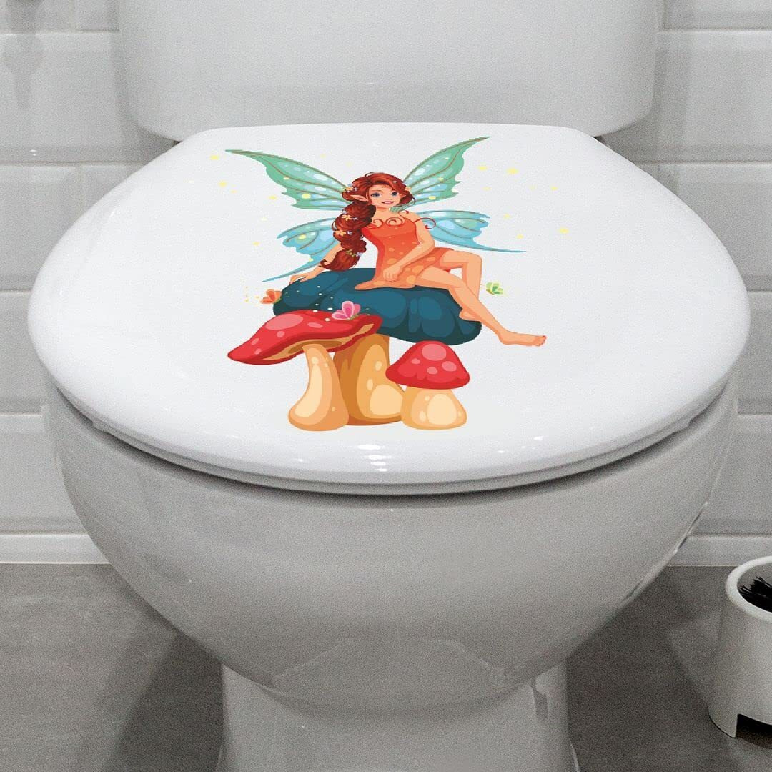 CVANU Preety Angle Design Toilet Seat Stickers Decals Self-Adhesive Removable PVC Vinly (8.5x8.5) inch, Pack of 2