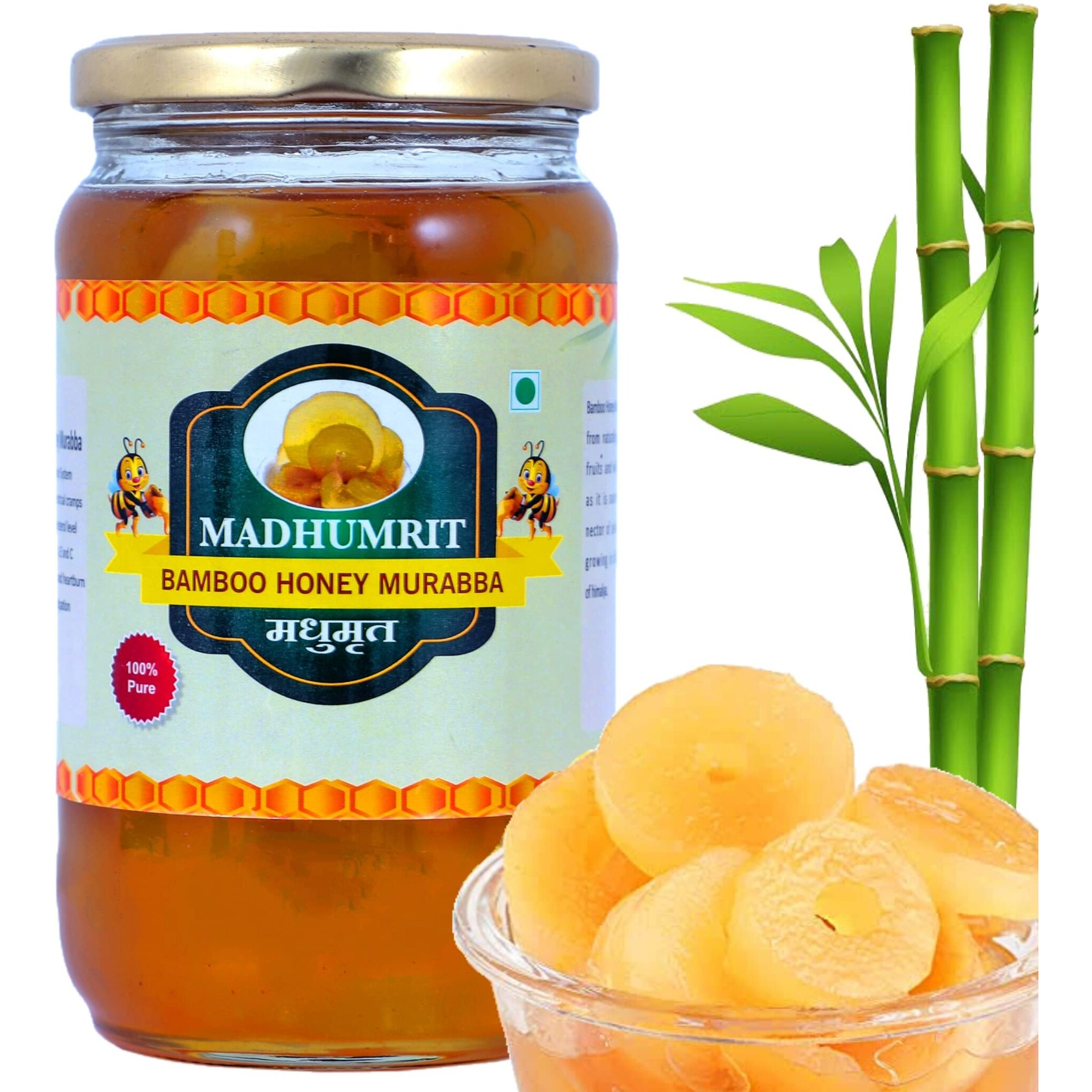 Madhumrit Homemade 100% Pure Bamboo Murabba with Raw Forest Honey Helps Increasing Height Growth |Rich in nutrients| Boost Digestive Health|Bans ka Murabba (1 Kg) (Bamboo)