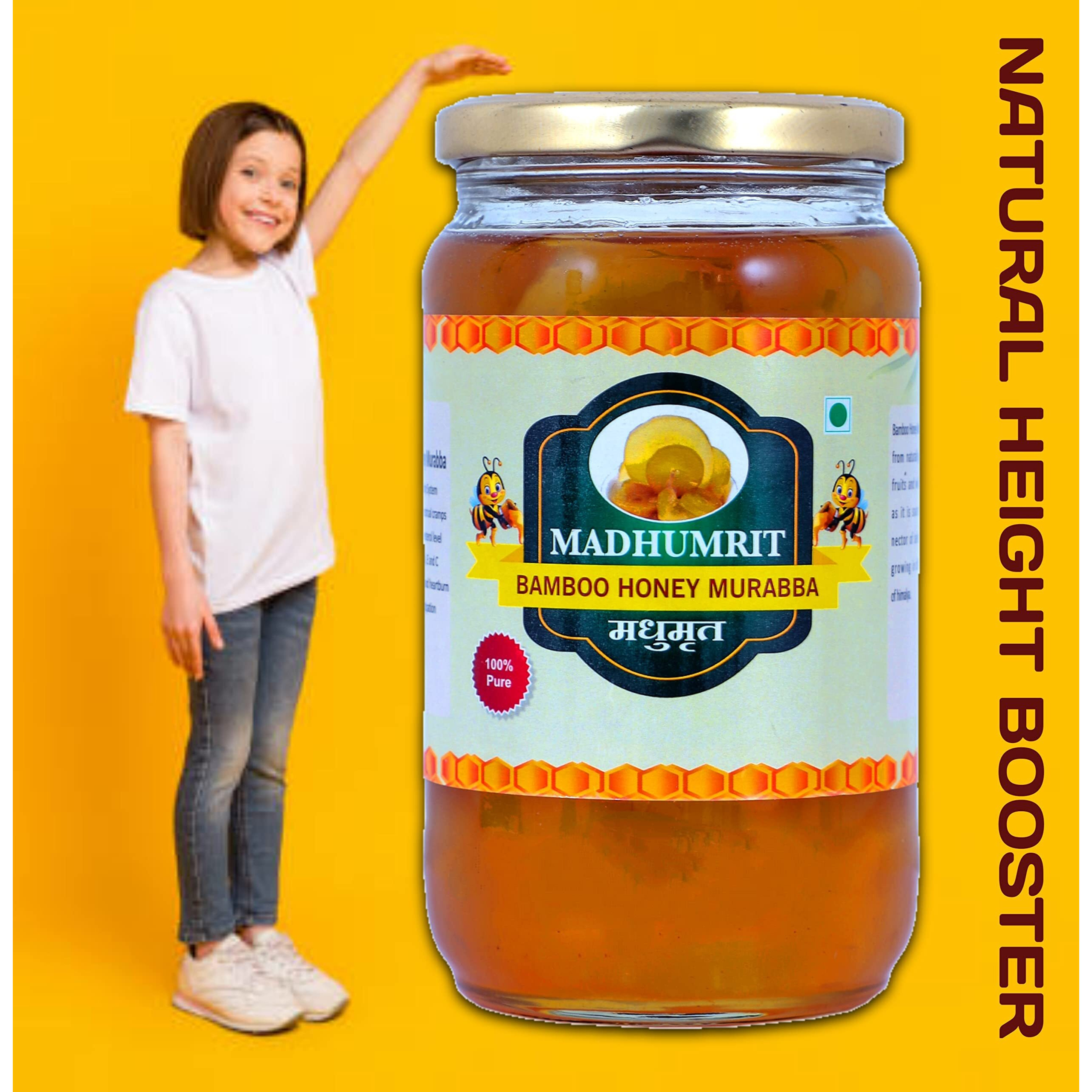 Madhumrit Homemade 100% Pure Bamboo Murabba with Raw Forest Honey Helps Increasing Height Growth |Rich in nutrients| Boost Digestive Health|Bans ka Murabba (1 Kg) (Bamboo)