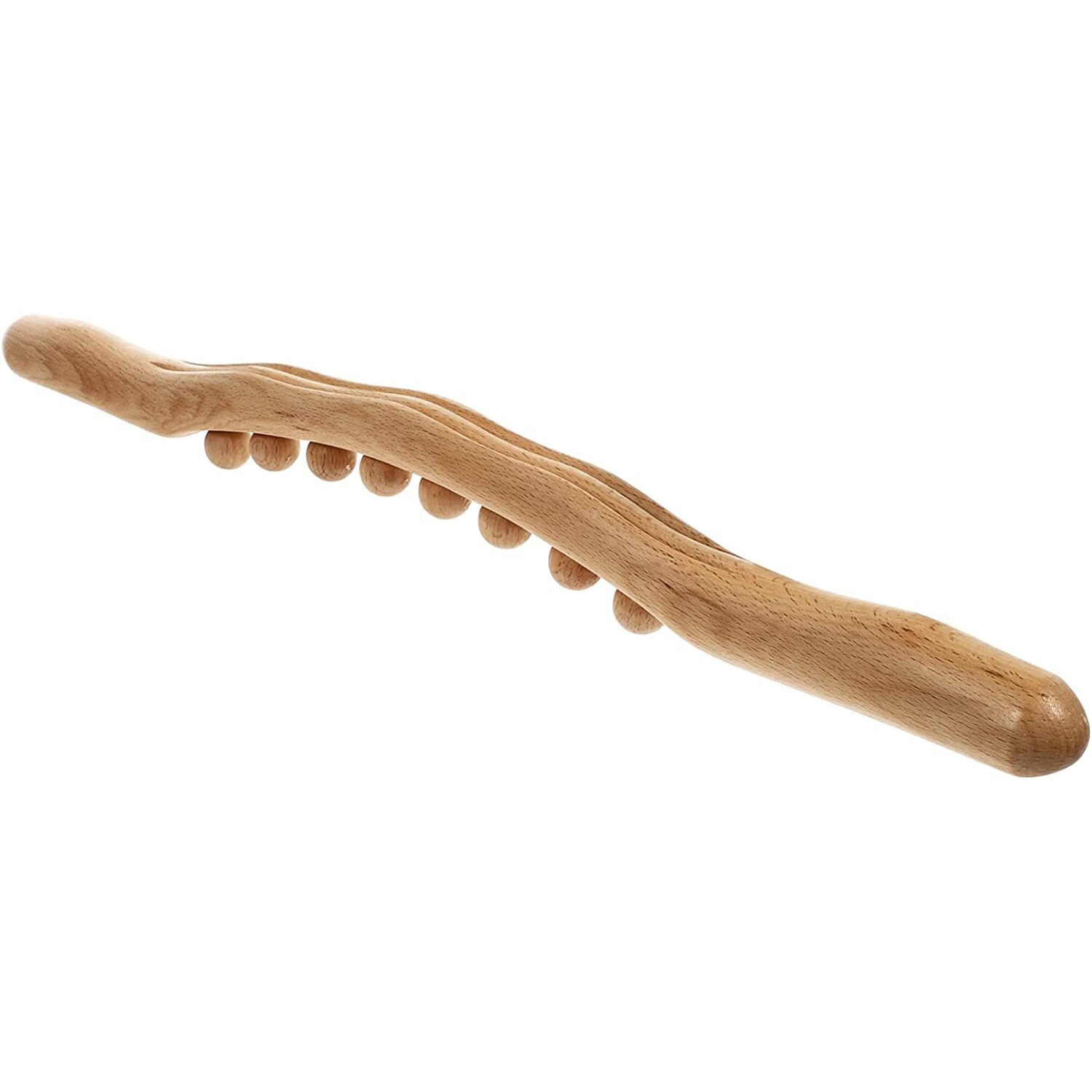 SHREESAMP Gua Sha Massager Wood Therapy Tool Manual 8 Beads Massage Roller Professional Body Relieve Muscle Soreness Stick Wooden Trigger Point Back Legs Neck