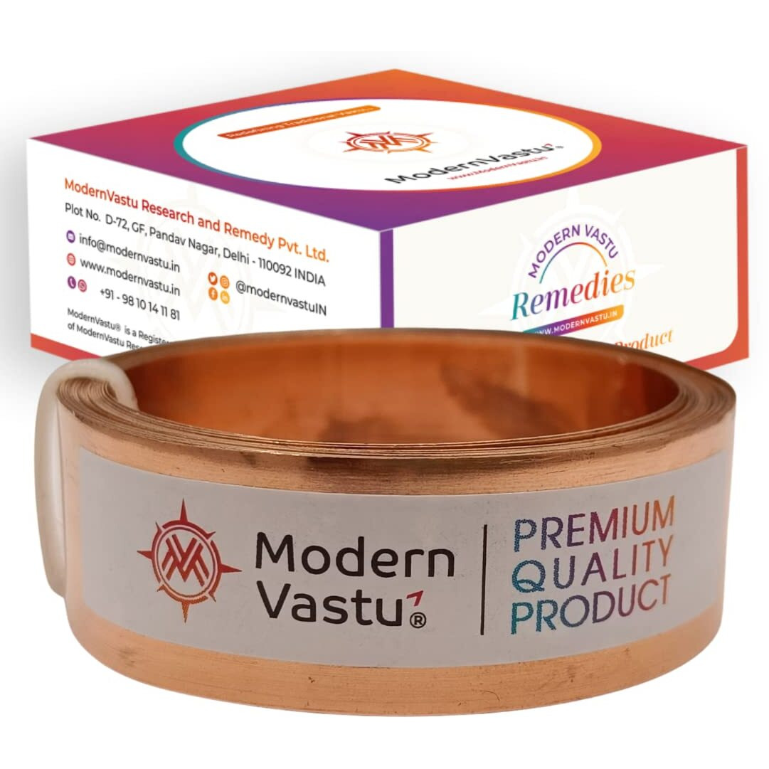 MODERNVASTU Remedies Metal Vastu Strips Size L 10.3 feet x W0.75 inch/18mm x Gauge 0.2 mm- (Entrance Toilet Correction and Zone Balancing) - Pack of 1 (Copper)