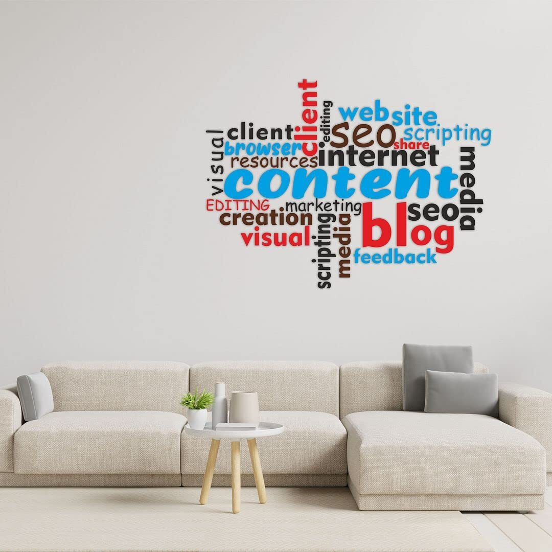 CVANU Content Marketing Well Informed Typography Vinyl Wall Sticker for Wall Decoration Size(36inch X 48inch)_Multicolor_cv4