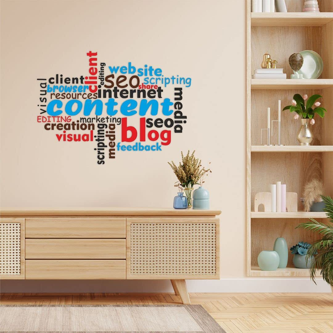 CVANU Content Marketing Well Informed Typography Vinyl Wall Sticker for Wall Decoration Size(36inch X 48inch)_Multicolor_cv4