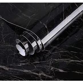 NAREVAL Marble Wallpaper for Oil Proof Waterproof Heat-Proof PVC DIY Self Adhesive Sticker for Home Kitchen and Wall Decorative Wallpaper (Size60 * 200 Cm) (Black Marble K12)