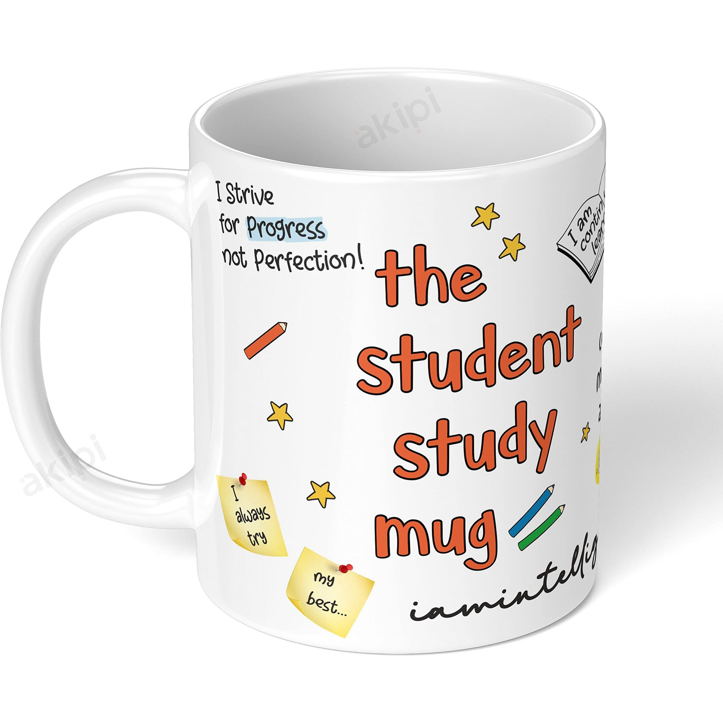 Akipi The Student Study Mug - Perfect Back-to-School or College Gift for Student - 11oz Ceramic Coffee Cup ARM579