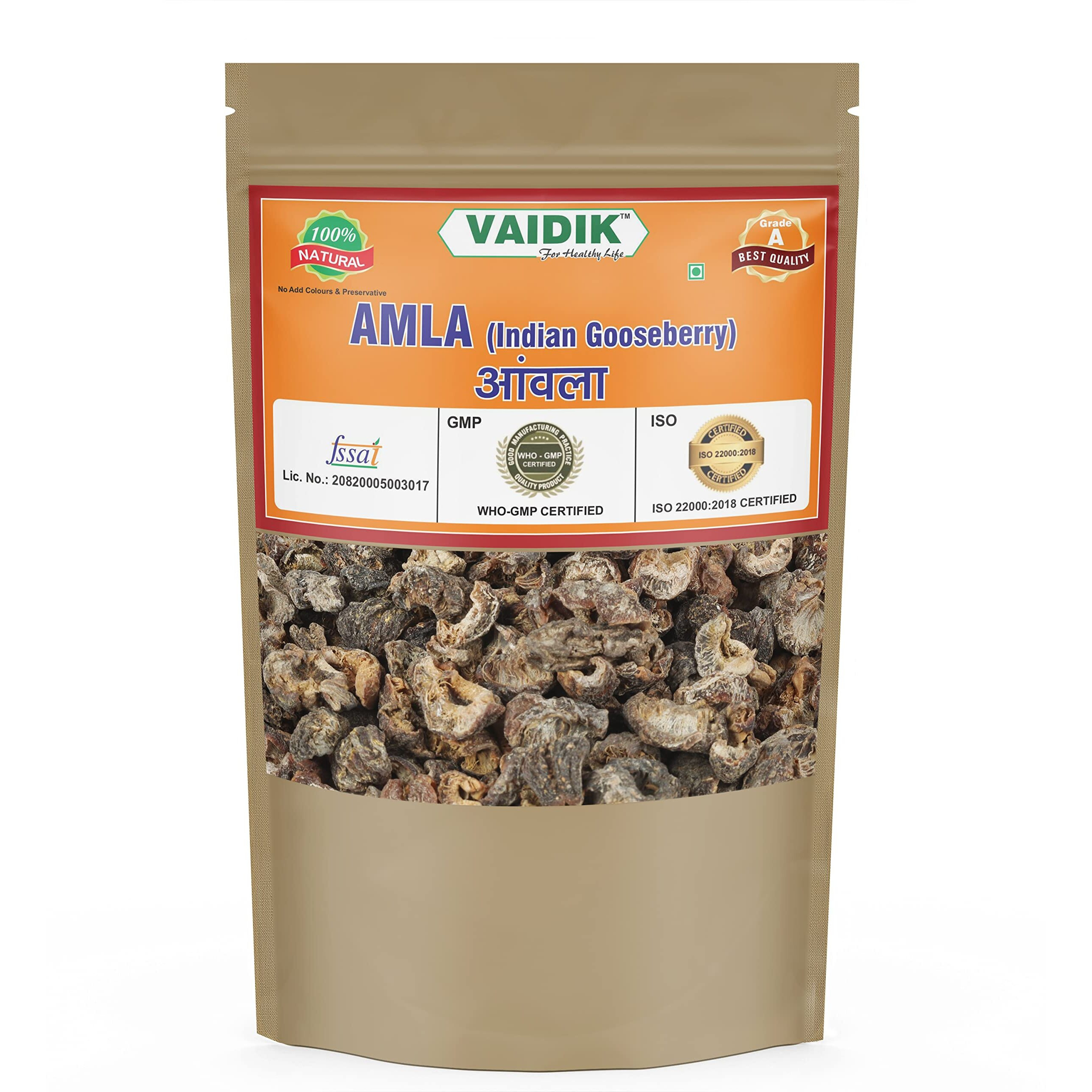 Vaidik Organic & Natural Whole/Raw Awla | Amla Dry Indian Gooseberry - Phyllanthus Emblica (100 Gram)