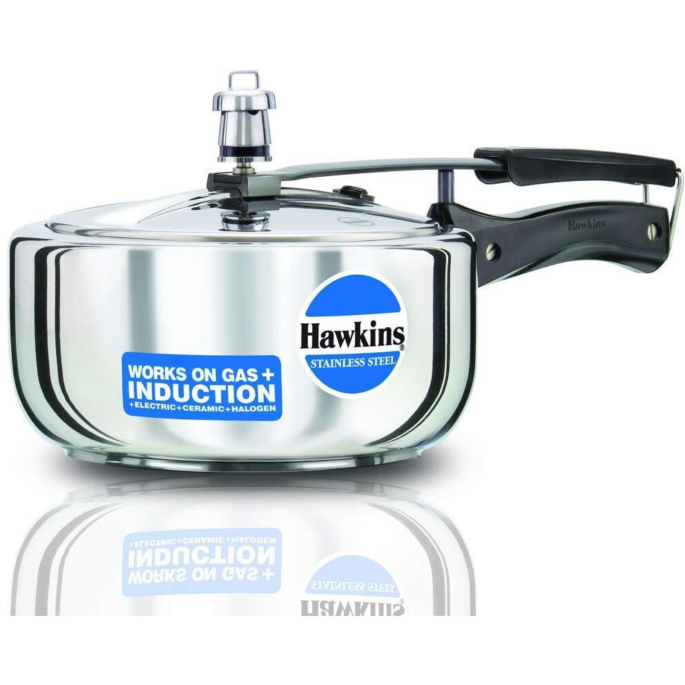 Hawkins Stainless Steel Induction Compatible Inner Lid Pressure Cooker, 3 Litre, Silver (Hss3W) Wide, 3 Liter