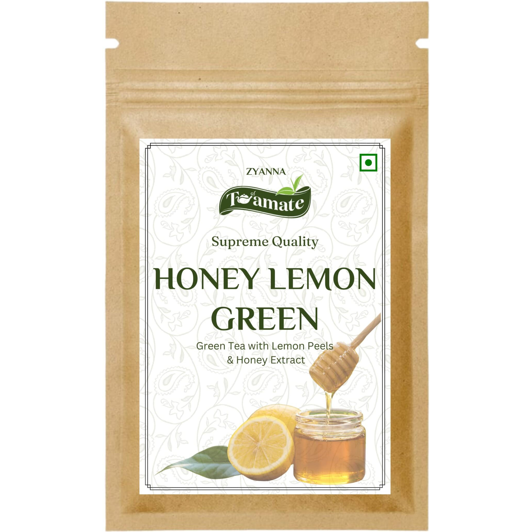 Zyanna Honey Lemon Green Tea -Green Tea with Natural Lemon Peels, Honey Extract- Refreshingly Delicious, Antioxidant-Rich, Energy & Immune-Boosting(Honey Lemon-100gm)