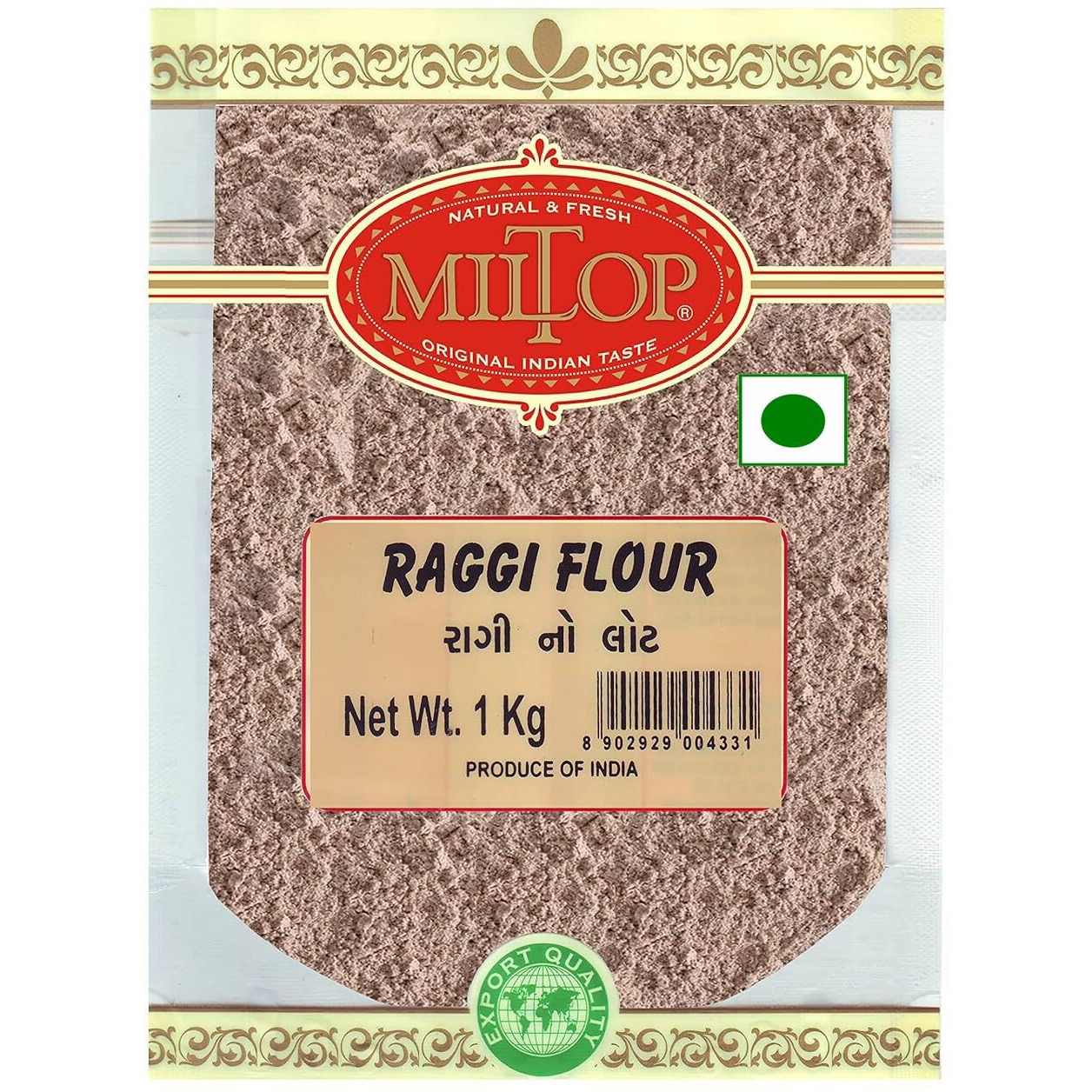 Miltop Ragi Flour | Nachini Atta | Finger Millet Puttu Powder | Export Quality(2 Kg)(pack of 2)