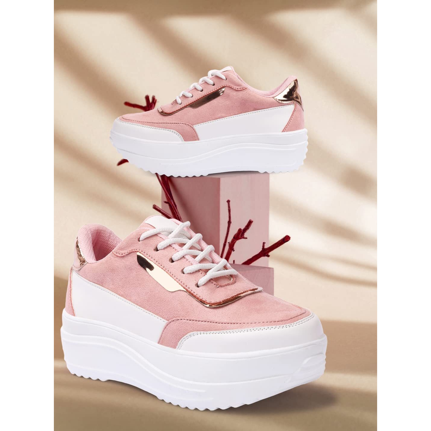 Vendoz Women White Pink White Sneakers - 39 EU