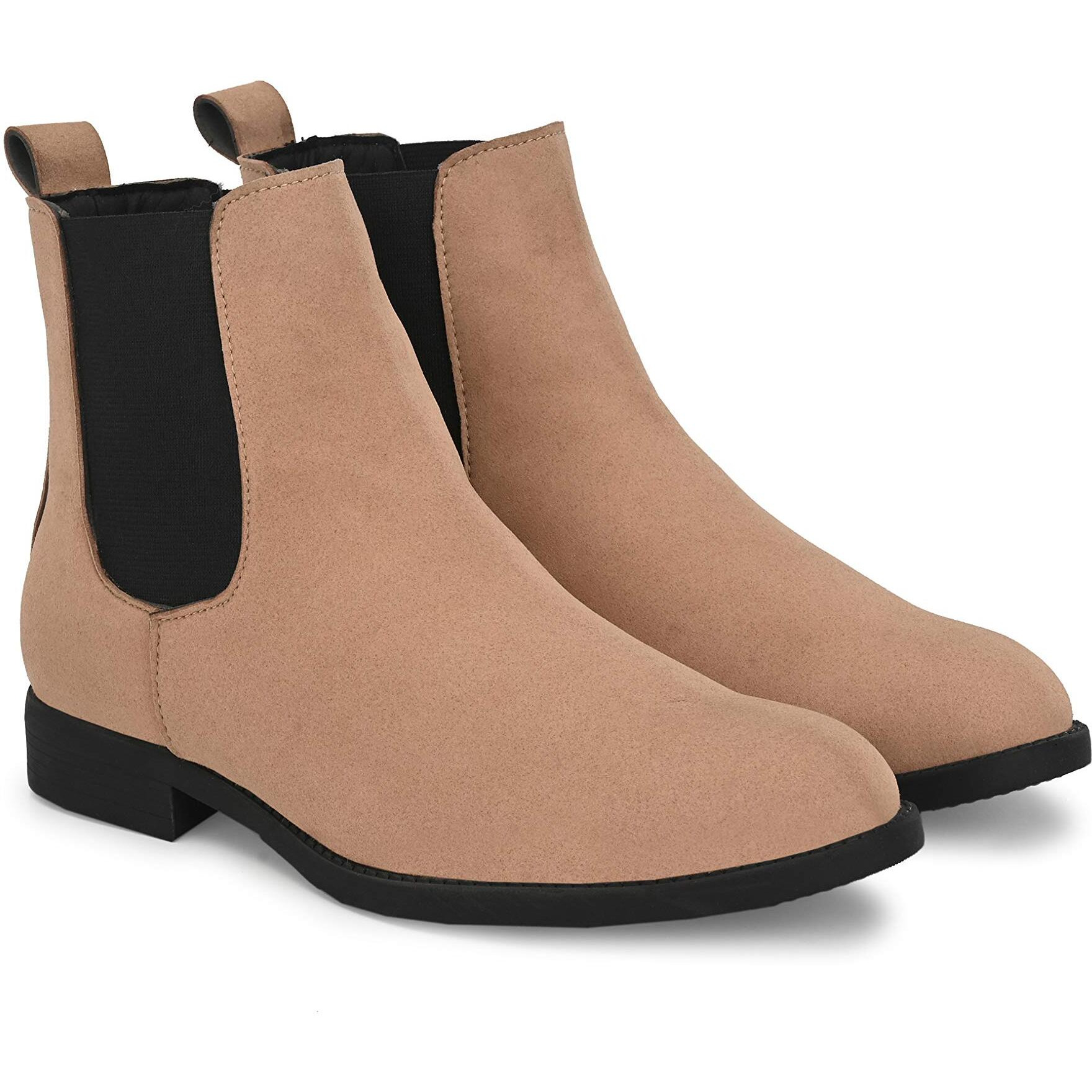 HiREL's Men's Suede & PU Outdoor Chelsea Boots (Beige, numeric_6)