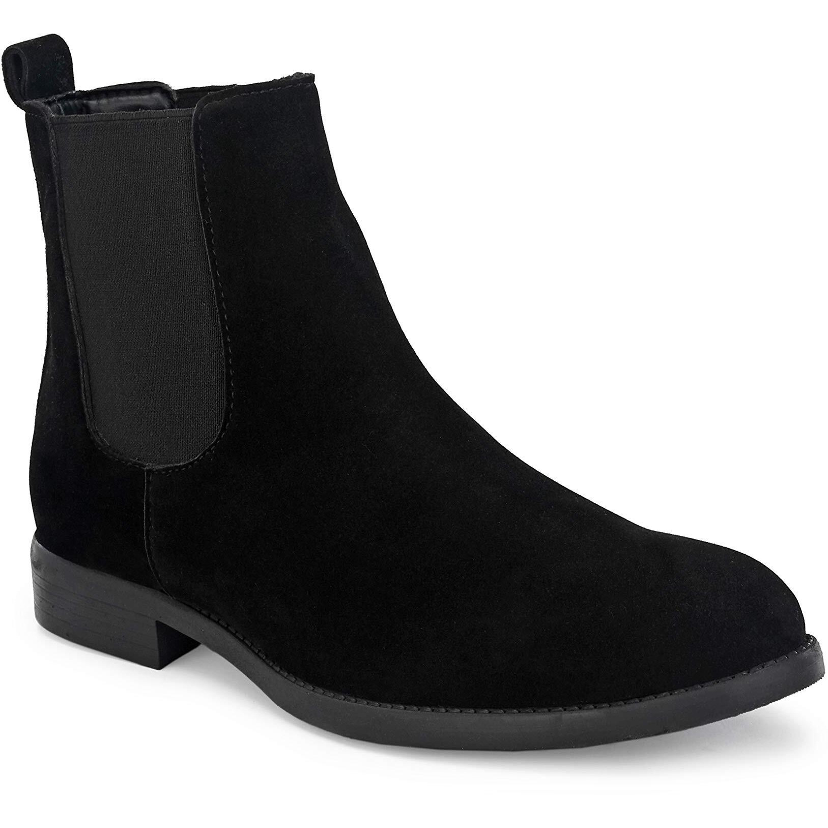 HiREL's Men's Suede & PU Outdoor Chelsea Boots (Black, numeric_7)