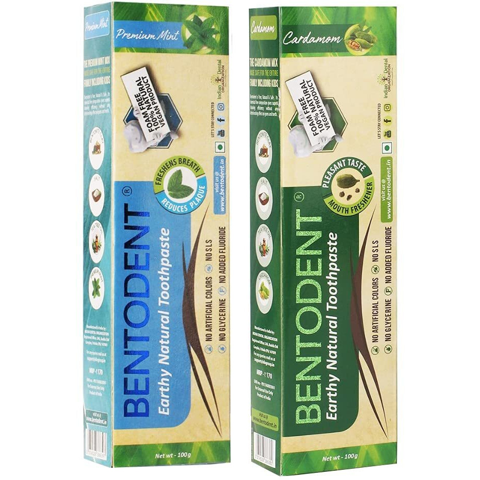 BENTODENT TOOTHPASTE 100 g Foam-free Mint and Cardamom Natural Oral Care Toothpaste 100 g