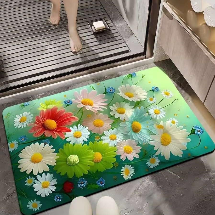 SKVM Water Absorbent mat for Bathroom Kitchen Floor mat Door Bathroom mat for Entrance Anti Slip mat for Bathroom Floor Foot Anti Skid Bathroom Shower mat (Design 6)