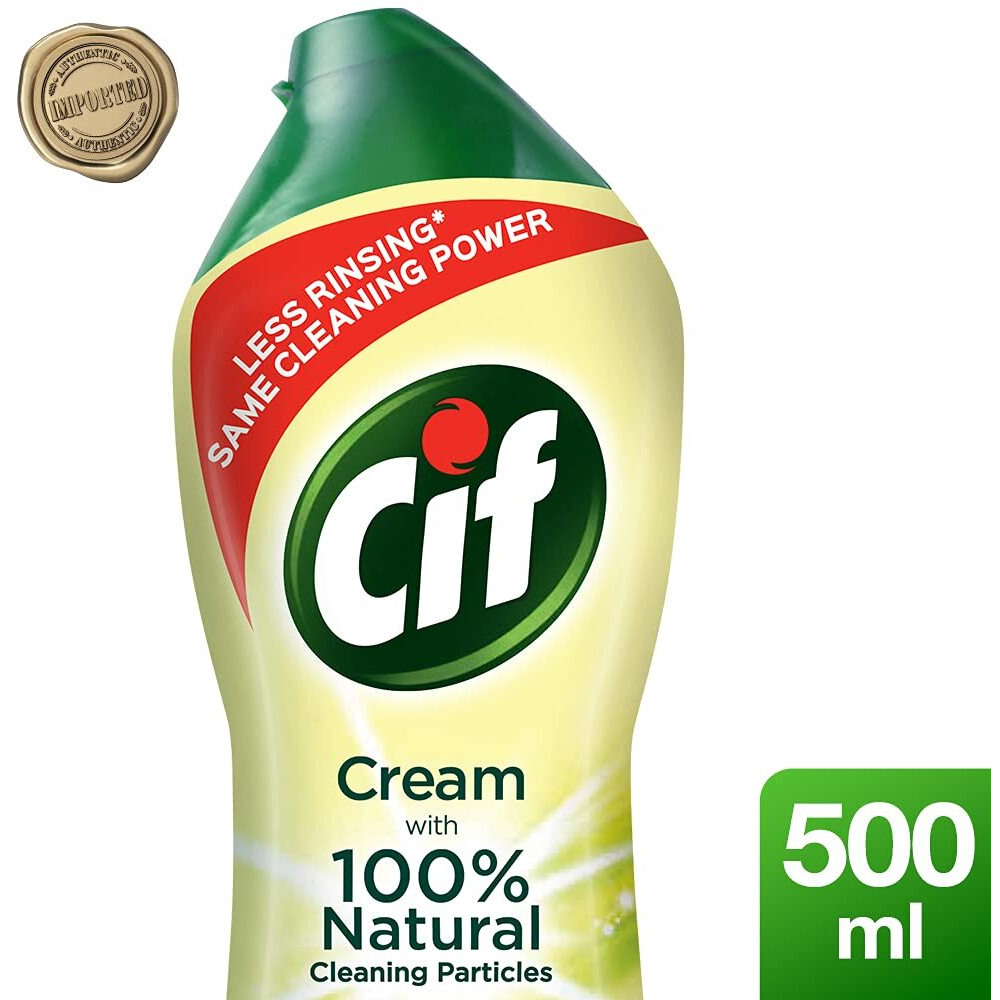 Cif Abrasive Surface Cleaner Cream, Lemon| Kitchen & Bathroom, Removes Grease, Dirt & Tough Stains with Natural Cleaning Particles, 500 ml