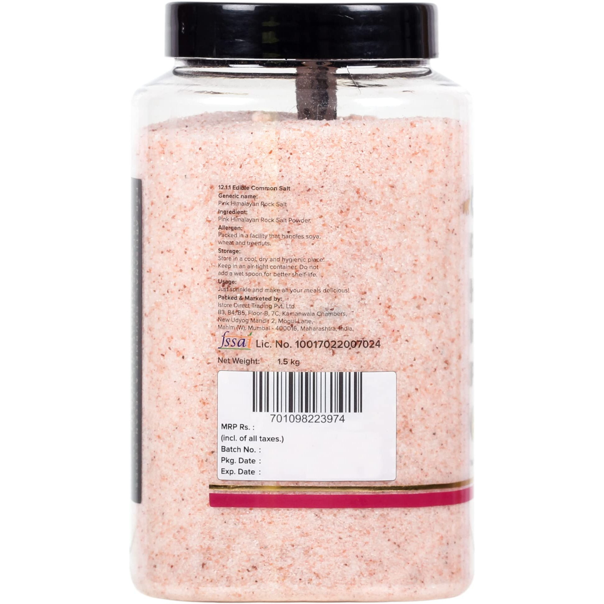 Urban Platter Pink Himalayan Rock Salt Powder,1.5kgs (Unrefined | Natural | Additive Free)