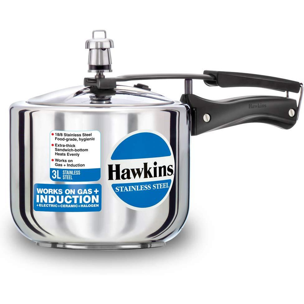 Hawkins 3 Litre Pressure Cooker, Stainless Steel Inner Lid Cooker, Tall Design Cooker, Induction Cooker, Silver (HSS3T)