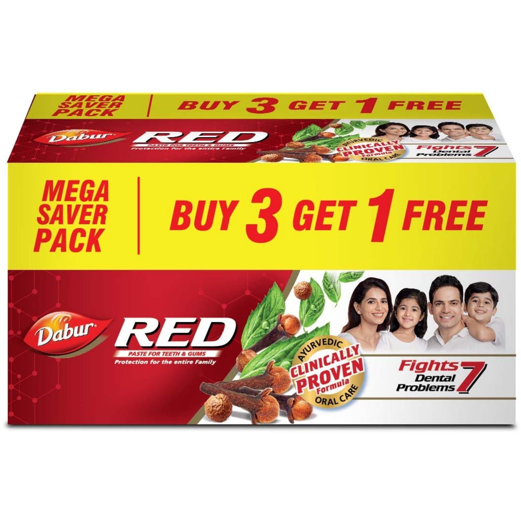 Dabur Red Toothpaste-600g (150gX4) | World's No.1 Ayurvedic Paste | Fluoride Free | Helps In Bad Breath Treatment, Cavity Protection, Plaque Removal | For Whole Mouth Health | Power Of 13 Potent Ayurvedic Herbs