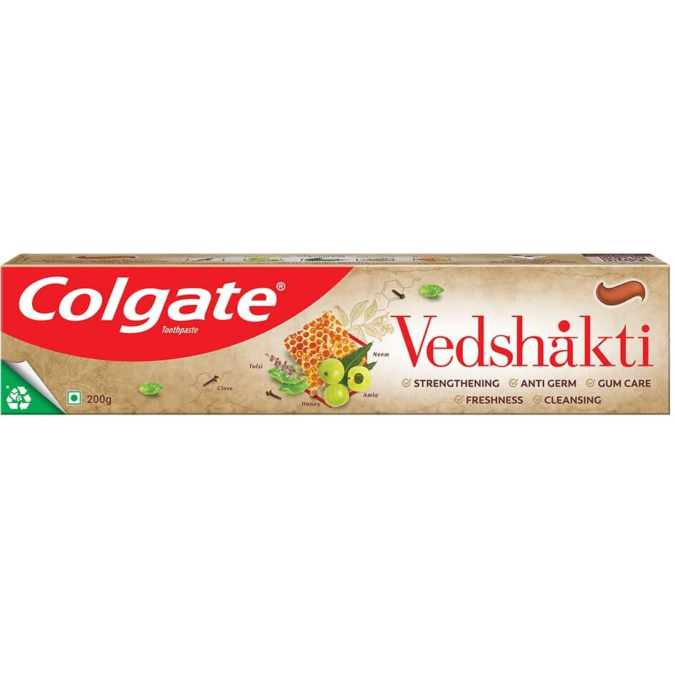 Colgate Vedshakti Toothpaste, Anti-Bacterial Paste For Whole Mouth Health, With Neem, Clove, And Honey, 200G, Freshening