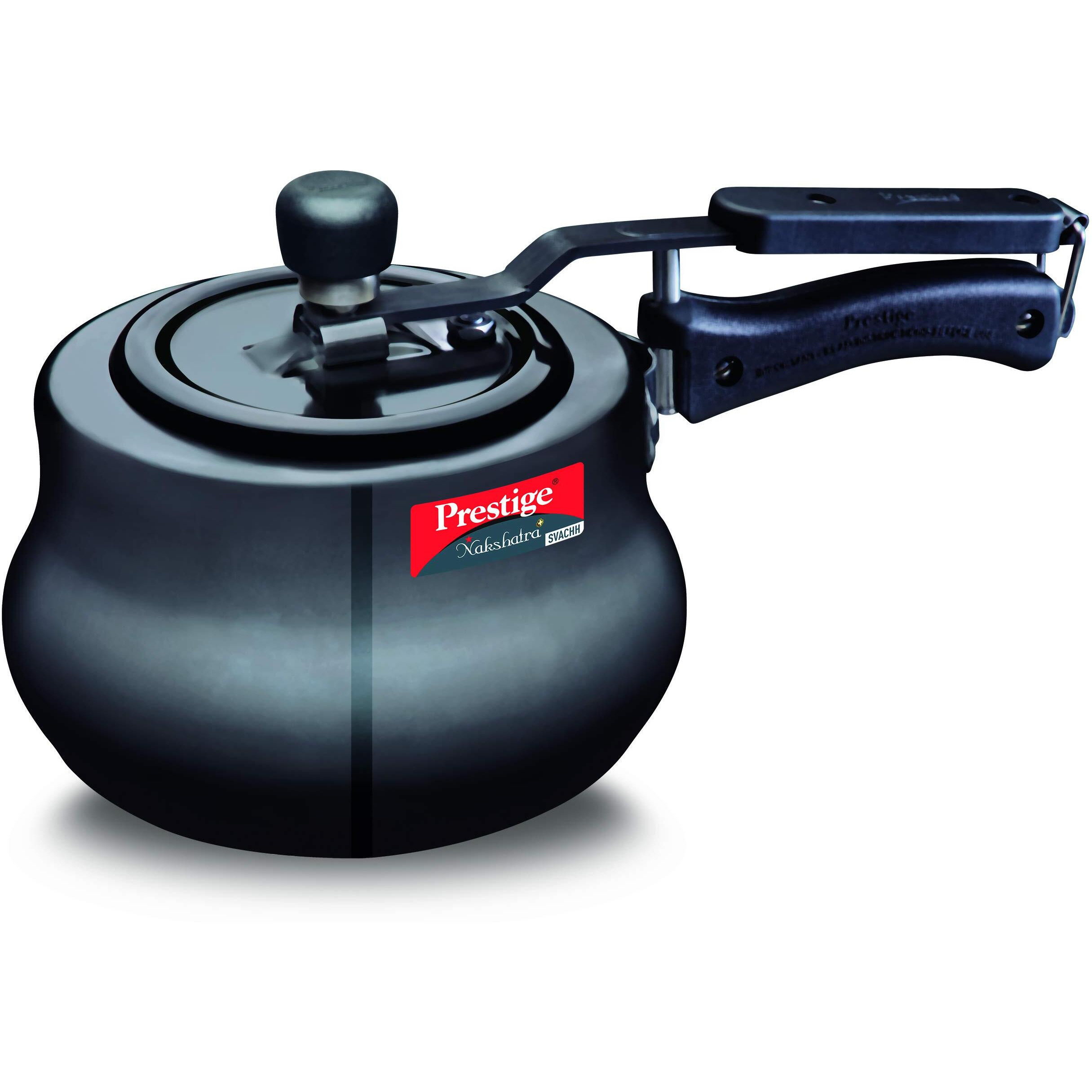 Prestige 3 Litres Nakshatra Plus Svachh Induction Base Inner Lid Hard Anodized Pressure Cooker | Black | Deep lid Spillage Control | Handi | Anti-Bulge Base | Sturdy Handle