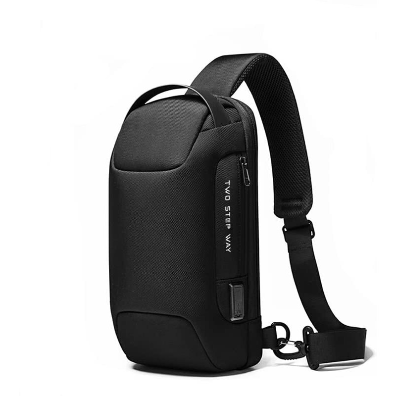 Red Lemon BANGE Multifunctional Waterproof Anti-Thief Sling Bag with USB Charging (Black)