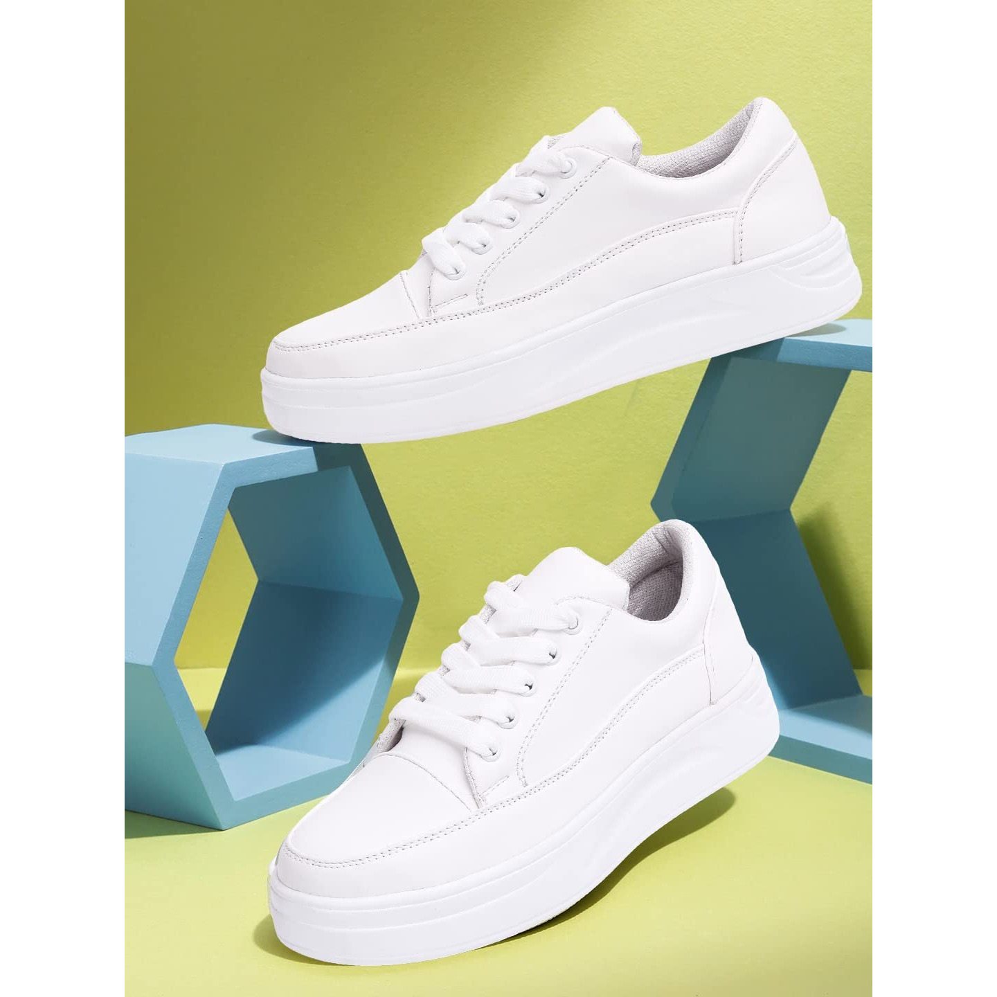 Vendoz Women White Stylish Casual Sneakers - 38 EU