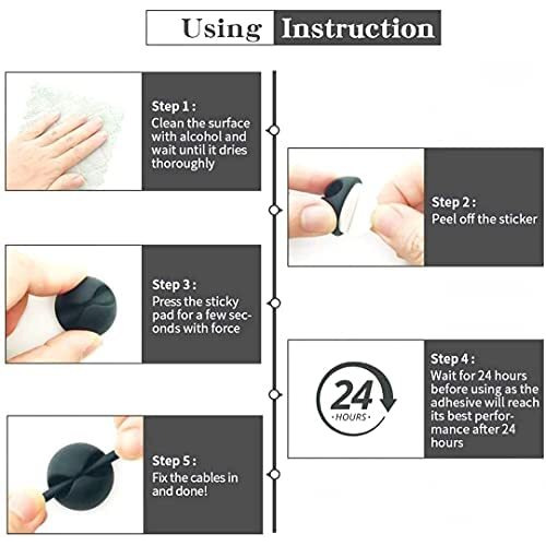 Zerfa 20pcs Cord Cable Wire Holder Protector Organizer Accessories Self Adhesive Cable Straps Hook and Loop Cable Ties for Home, Office, Car, Desktop, Laptop, Computer (Black)