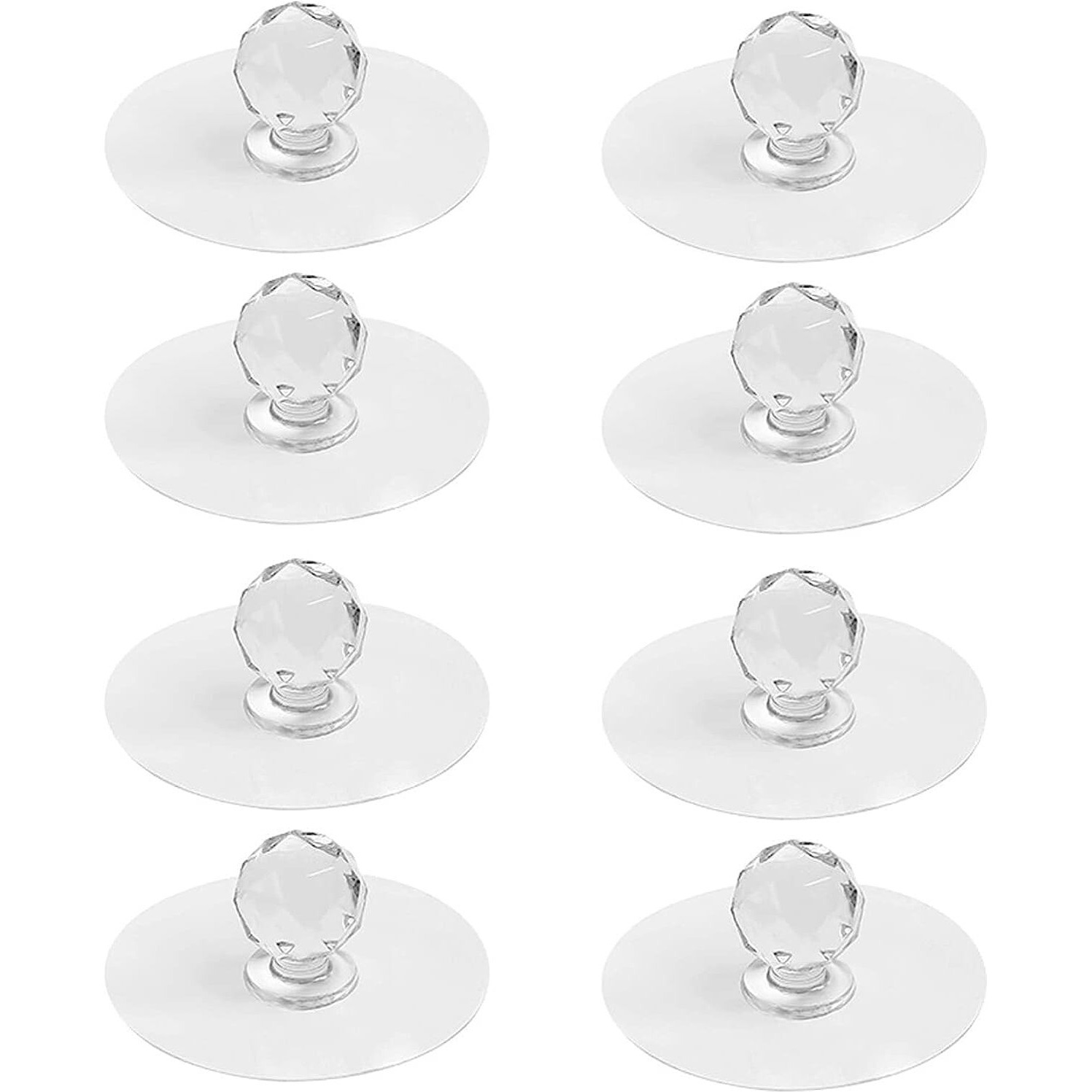 Jashgop Cabinet Drawer Pull Knobs - Self Adhesive Clear Acrylic Crystal Shaped Pulls Handles Knobs for Wardrobe Kitchen Cupboard Bathroom Dresser Furniture Door Window. (12)