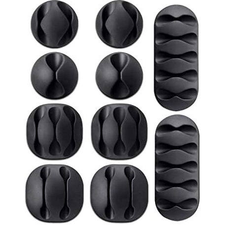 Zerfa Wire Clips, Cable Protector Clips, Desktop Cord Organizer, Multipurpose Silicone Adhesive Cord Hooks for TV, Home, Office, Cubicle, Car, Desk (10 PCS Set)