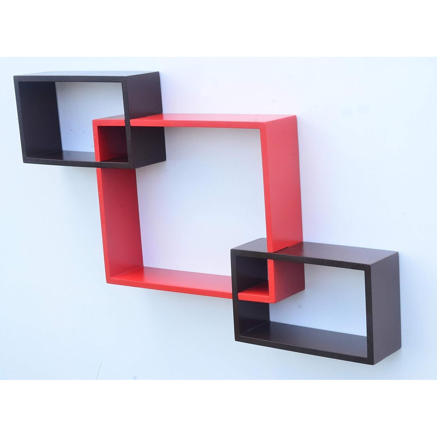 TechHark Wall Shelf, Home Dcor, Living Room Decorative Self, Office Decore Shleves, (Rectangle Red Black 3)