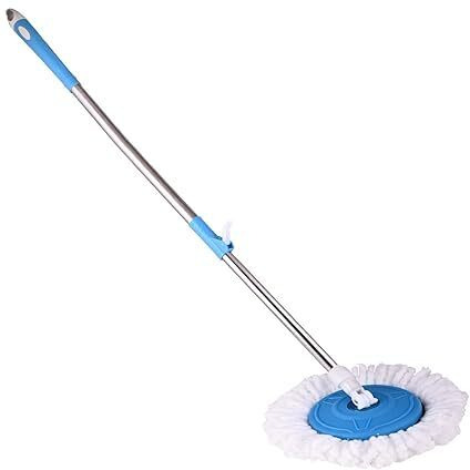 LOTSPEK Swiperr Spin Mop Stick Rod Only Without Bucket with 1 Microfiber Refill | Standing Magic Pocha with Easy Grip Handle for Floor Cleaning Supplies Product for Home, Office (Mop Stick, Blue)