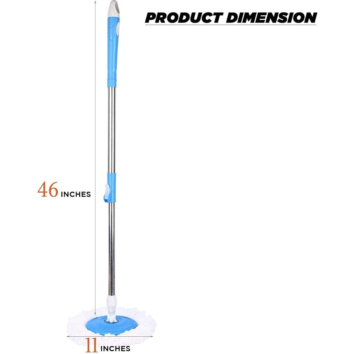 LOTSPEK Swiperr Spin Mop Stick Rod Only Without Bucket with 1 Microfiber Refill | Standing Magic Pocha with Easy Grip Handle for Floor Cleaning Supplies Product for Home, Office (Mop Stick, Blue)