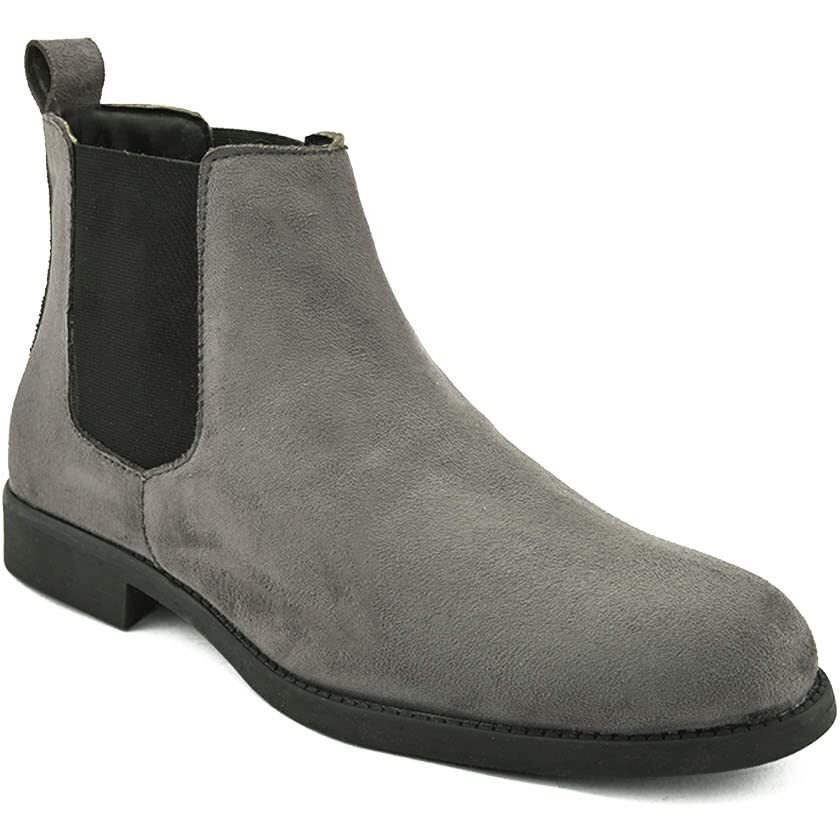 HiREL's Men's Suede & PU Outdoor Chelsea Boots (Grey, numeric_6)