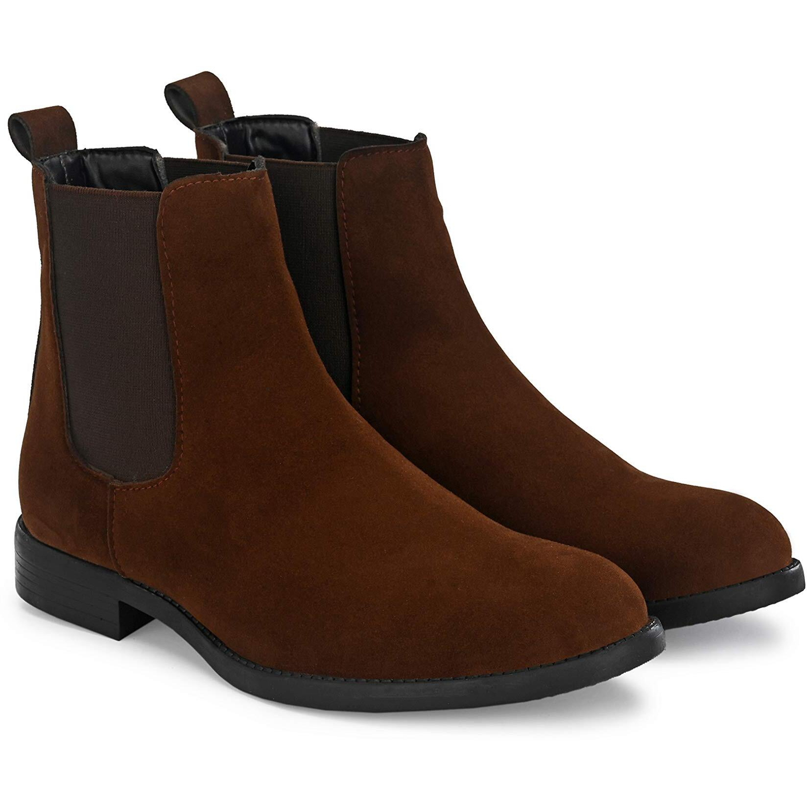 HiREL's Men's Suede & PU Outdoor Chelsea Boots (Brown, numeric_9)