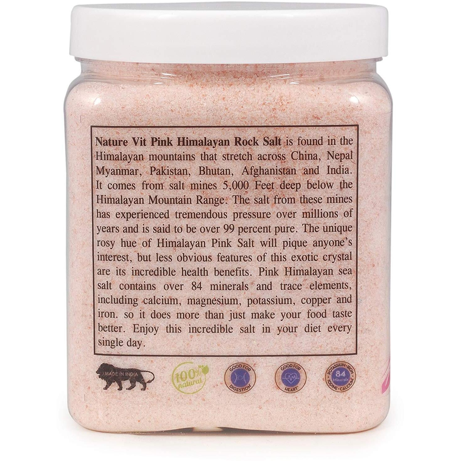 NATUREVIT Himalayan Pink Salt Powder | Rock Salt For Healthy Cooking & Weight Loss | Himalayan Pink Salt Organic With 84 Trace Minerals | Pink Salt Himalayan 1kg | Pure,Gourmet-Grade,Signature Quality