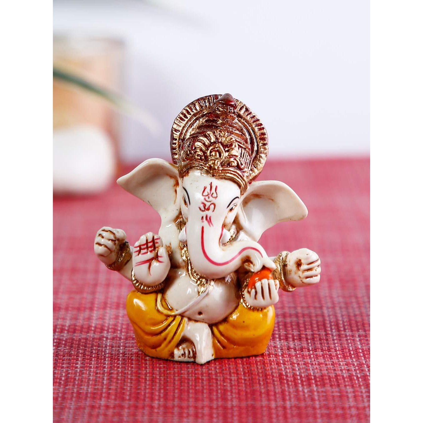 CraftVatika Ganesh Idol Murti Statue for Car Dashboard Gift Lord Ganesha Ganpati Idols Showpiece Figurine for Home Pooja Room Diwali Decoration., Resin