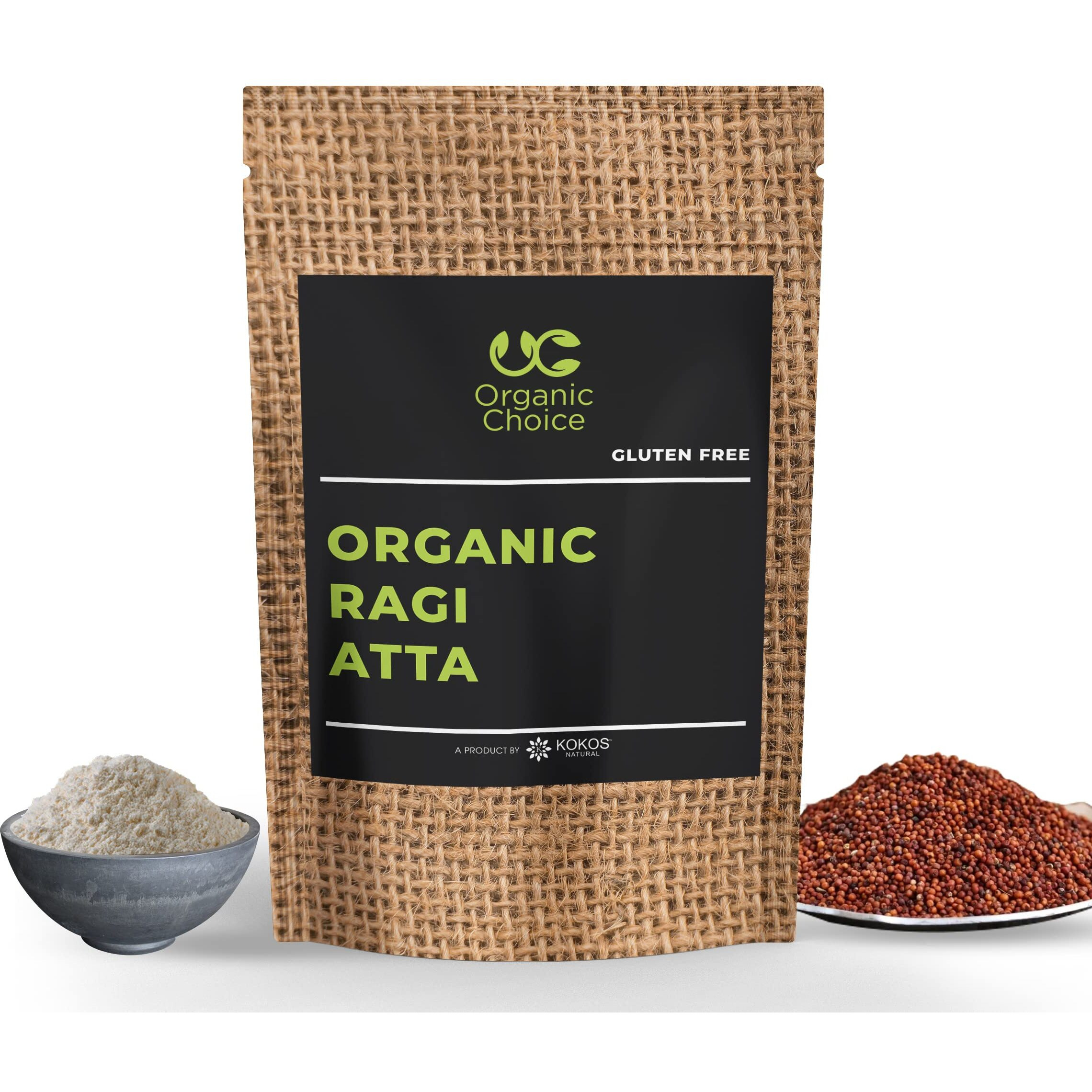 Organic Choice Ragi Atta - Gluten-Free Flour for Digestive Health, Diabetes Control & Weight Management - Rich in Protein, Fiber, and Antioxidants - Best Before 9 Months - 1Kg (Pack Of 1)