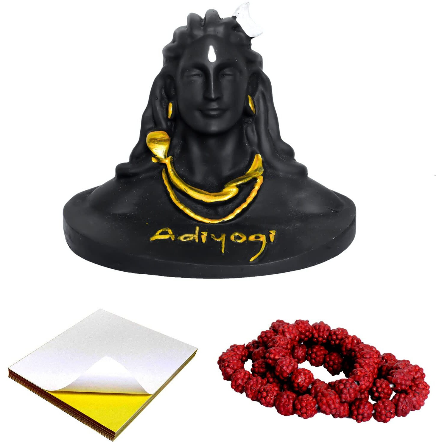 SIGNAMIO Lord god Mahadev Bholenath Shivji Adiyogi Shiva Statue Idol Murti for Car Dashboard with Rudraksh Mala Idle,Home Decor - Handcrafted Resin Figurine | Spiritual Gift for Meditation 3 Inch