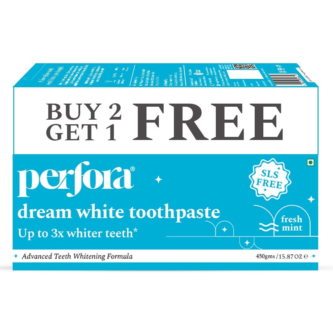 Perfora Whitening Toothpaste - 450 gms (150g X 3, Pack of 3) | Instant Teeth Whitening Toothpaste | Toothpaste for Kids & Adults | SLS Free Toothpaste | No Artificial Sweeteners | Made Safe Certified | Vegan Friendly Gel Toothpaste - Fresh Mint (Flavor)