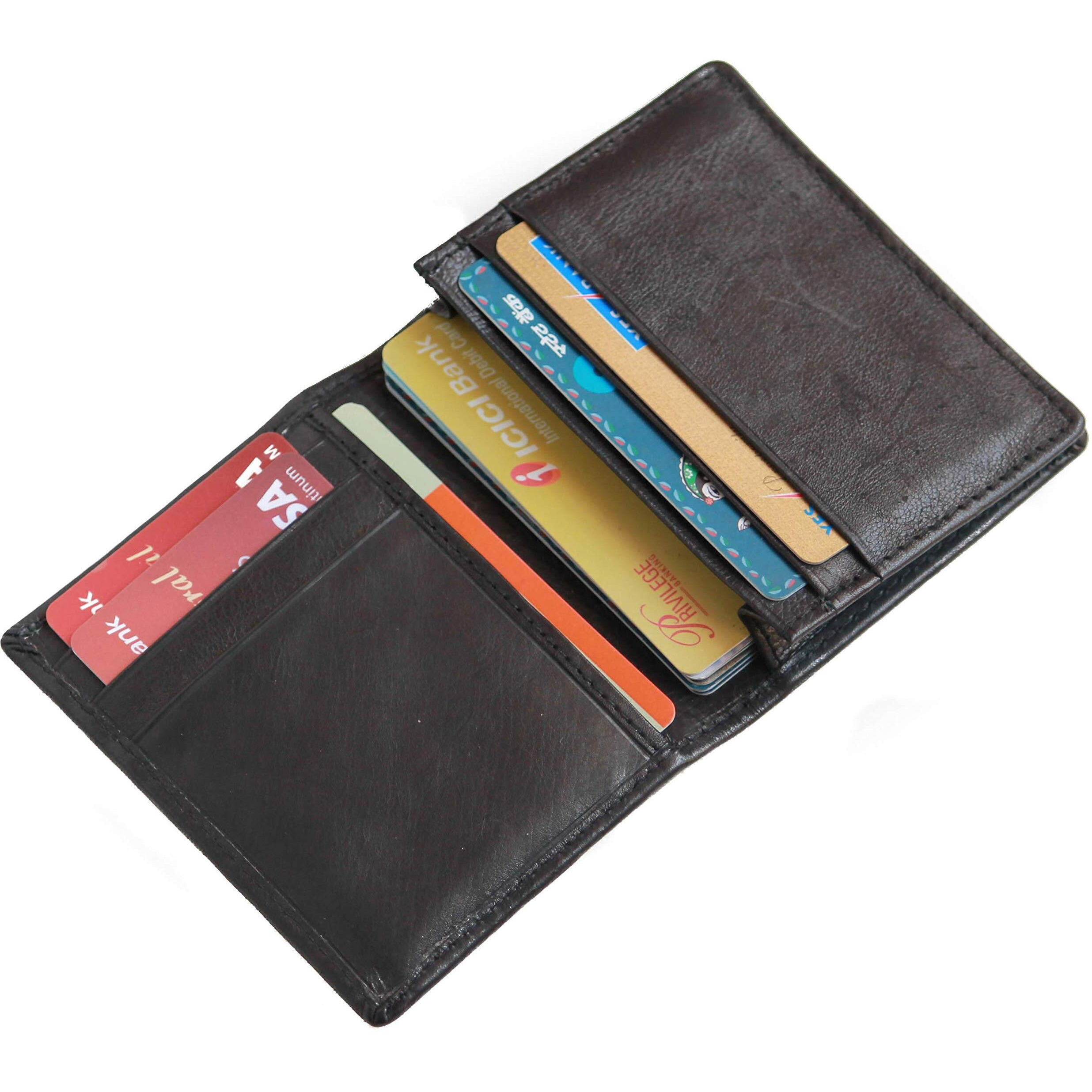 Husk N Hoof RFID Protected Leather Credit Card Holder Wallet for Men Women | Black