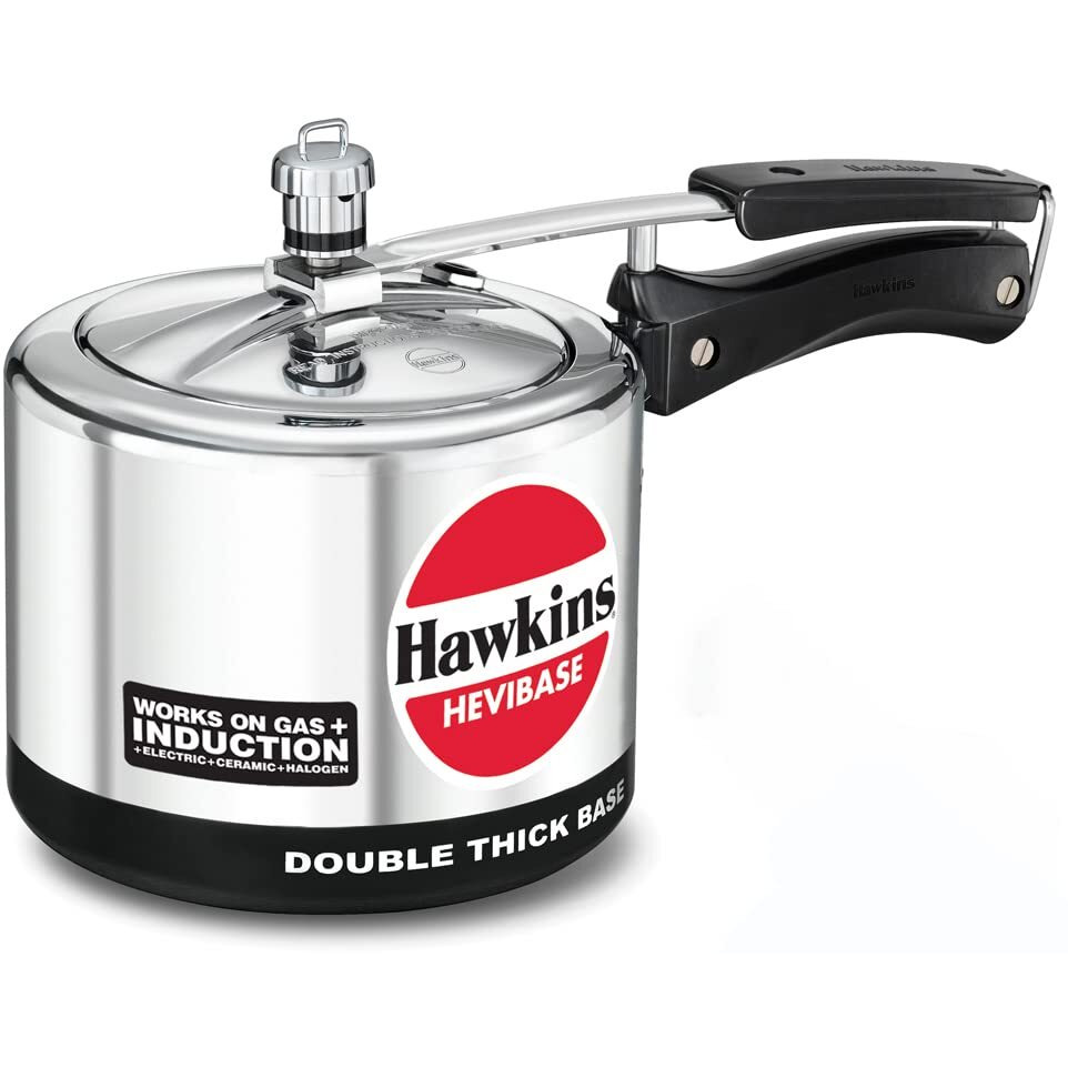 Hawkins Hevibase Induction Compatible Aluminium Inner Lid Pressure Cooker, 3 Litre, Silver (IH30)