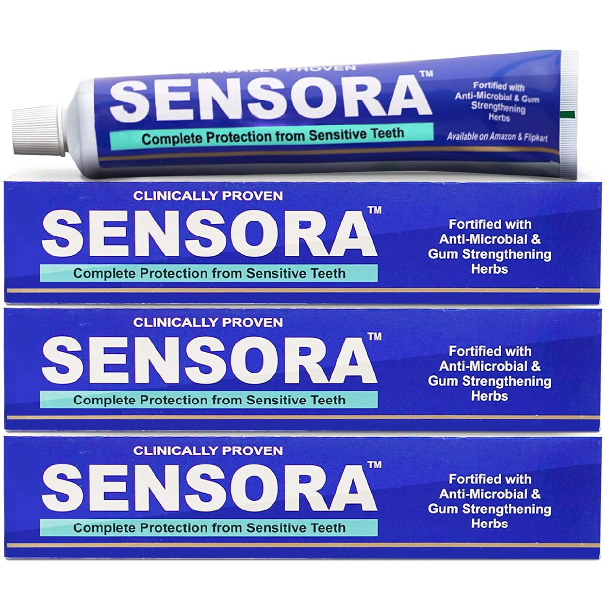 SENSORA Herbal Sensitivity Relief Toothpaste with Rapid Relief Formula for Sensitive Teeth|Pack of 3