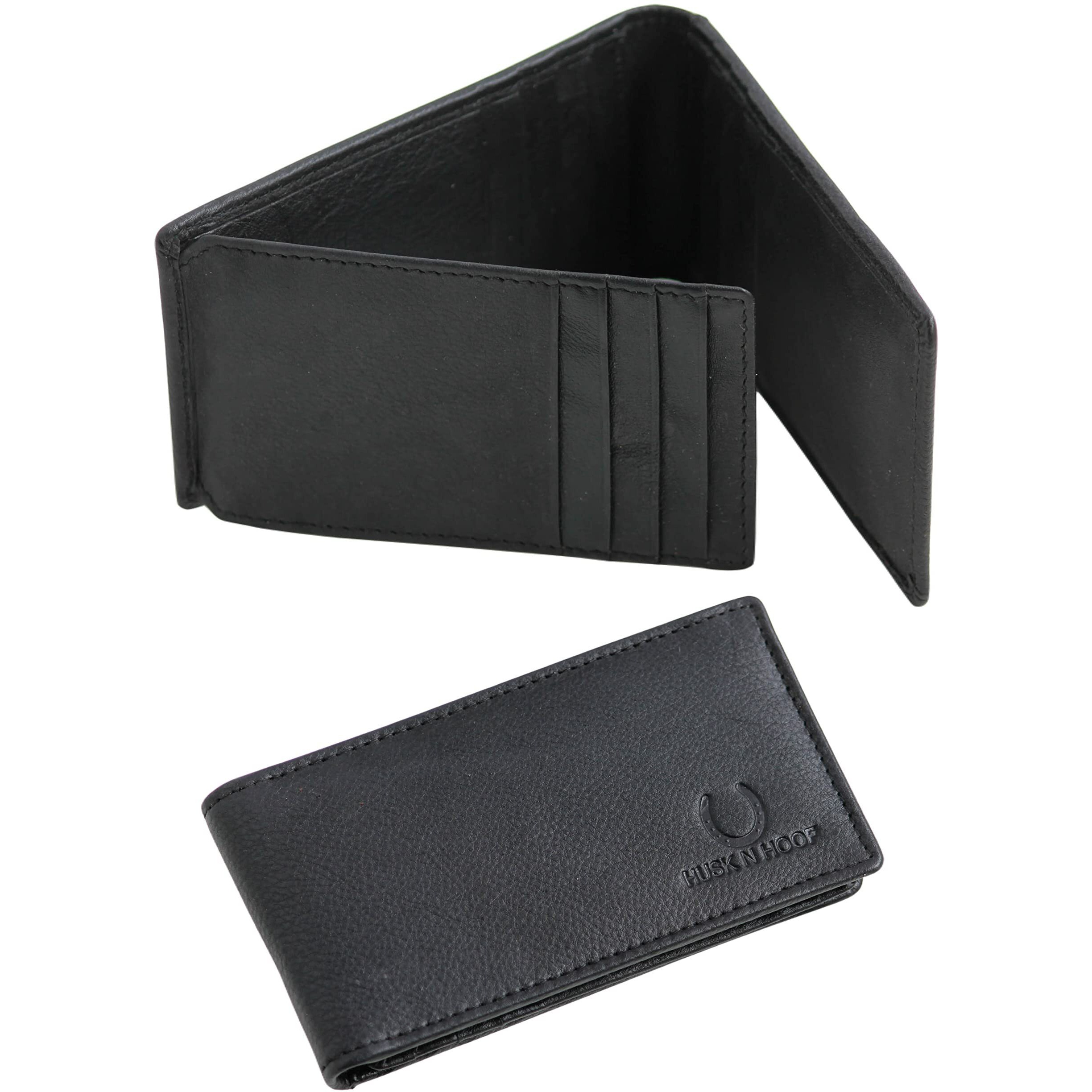 Husk N Hoof RFID Protected Leather Credit Card Holder Wallet for Men Women Napa Black