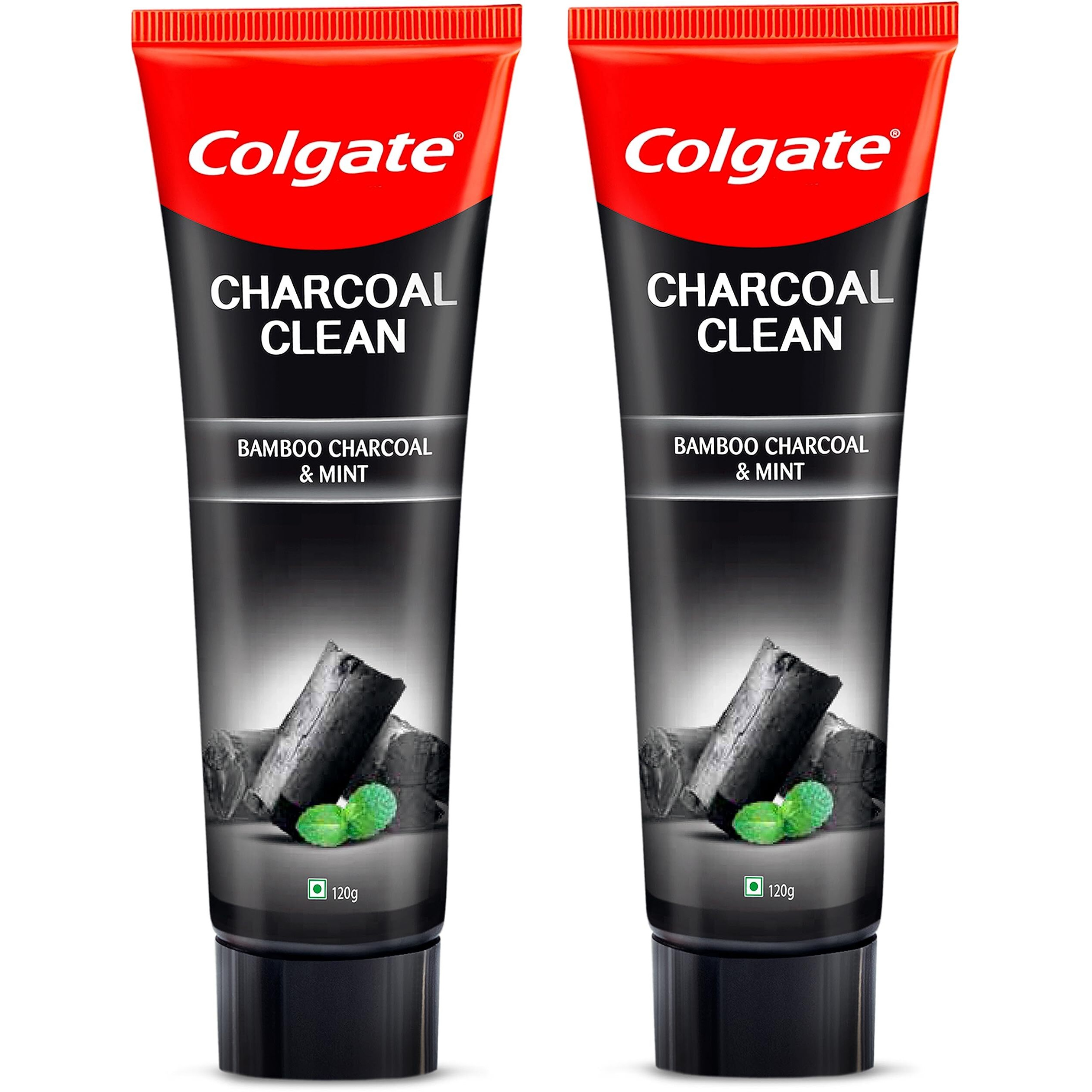 Colgate Charcoal Clean 240g (120g x 2, Pack of 2) Black Gel Toothpaste, Pack of Deep Clean Toothpaste With Bamboo Charcoal & Wintergreen Mint For Plaque Removal, Tingling Fresh Mouth Experience