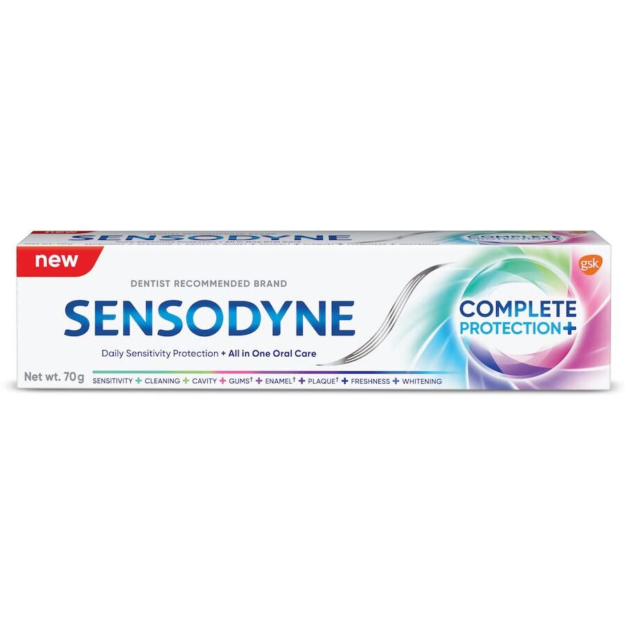 Sensodyne Toothpaste Complete Protection+, All in One daily oral care tooth paste for sensitive teeth, 70 gm