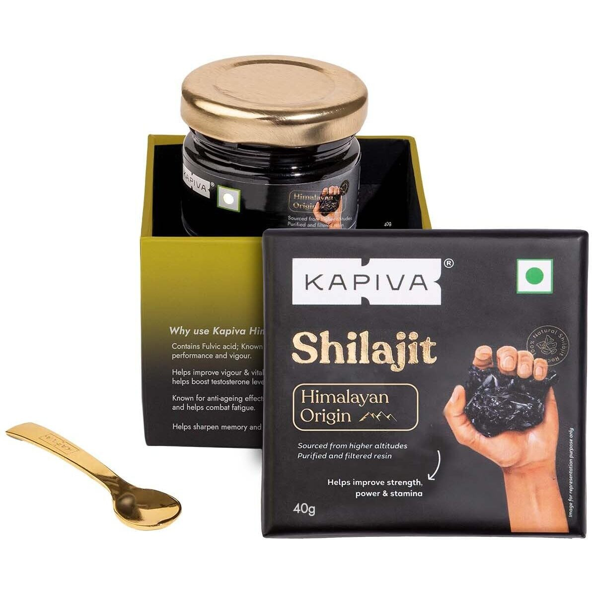 Kapiva Himalayan Shilajit/Shilajeet Resin 40g - For Endurance and Stamina | Contains Lab Report - Super Saver Pack Of 2