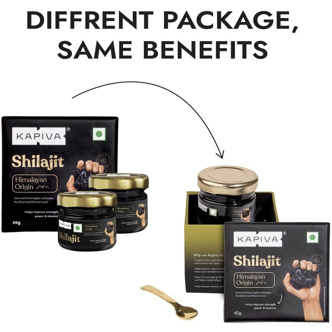 Kapiva Himalayan Shilajit/Shilajeet Resin 40g - For Endurance and Stamina | Contains Lab Report - Super Saver Pack Of 2