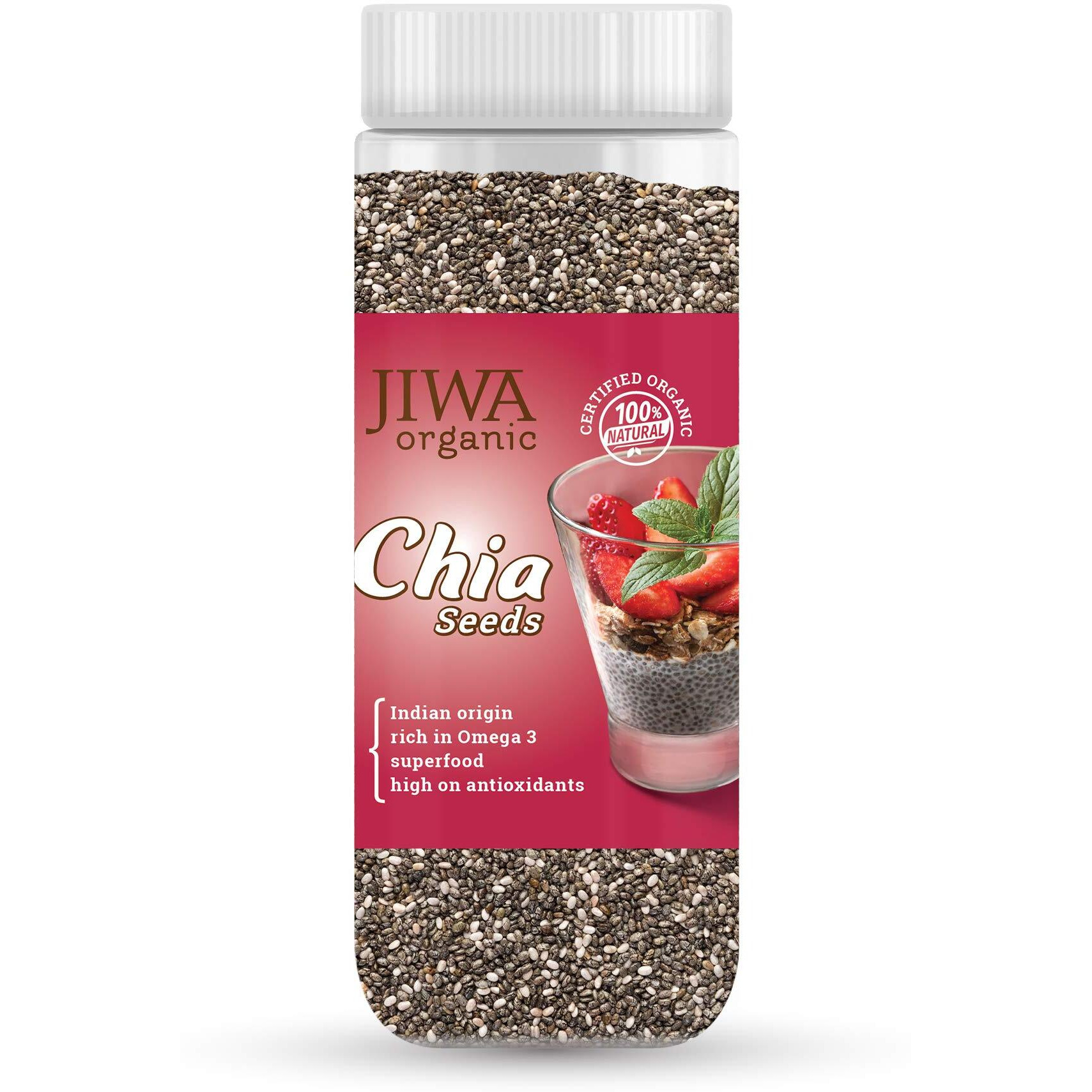 JIWA healthy by nature Certified Organic Chia Seeds | Raw & Unroasted Seeds for Eating | Superfood | Rich in Omega 3, Antioxidants and High Fiber | Indian Origin | Certified Organic & Gluten Free | 200 g