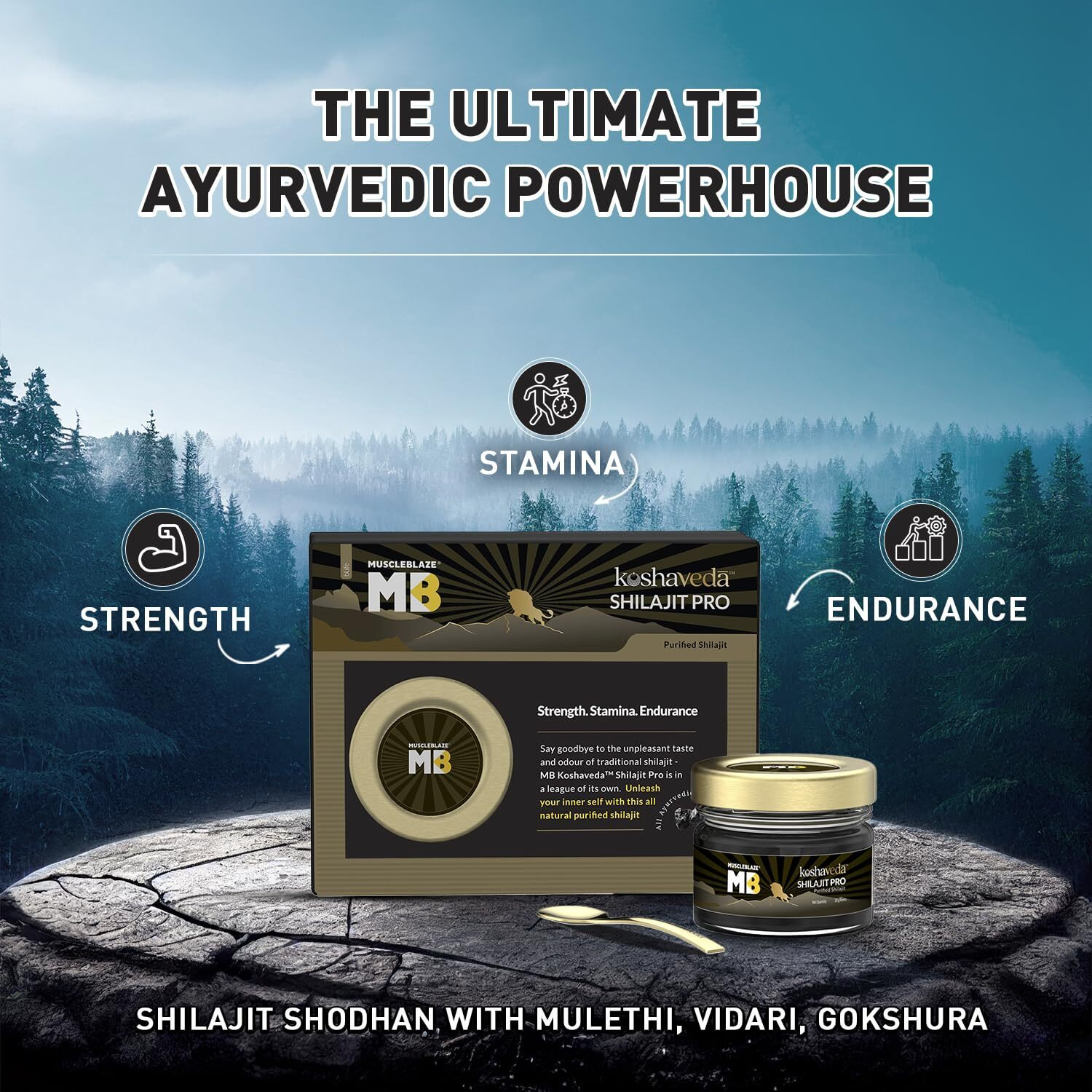 Koshaveda Shilajit Pro by MuscleBlaze, 20 g Shilajit Resin, for Strength, Stamina & Endurance